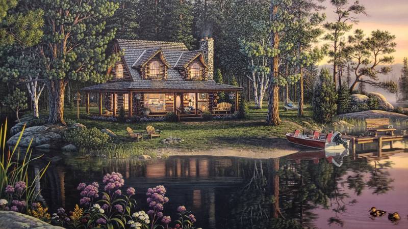 lot 51 image: Kim Norlien Hand Signed Golden Moments Framed Print 29 12 x 17 12