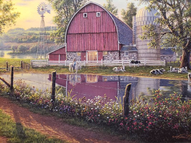 lot 66 image: Kim Norlien Barnyard Memories Framed Print 23 x 17 12