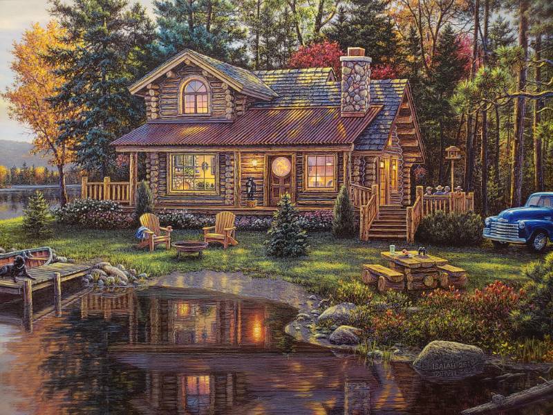 lot 80 image: Kim Norlien Peace Like a River Cabin Framed Print 23 x 17