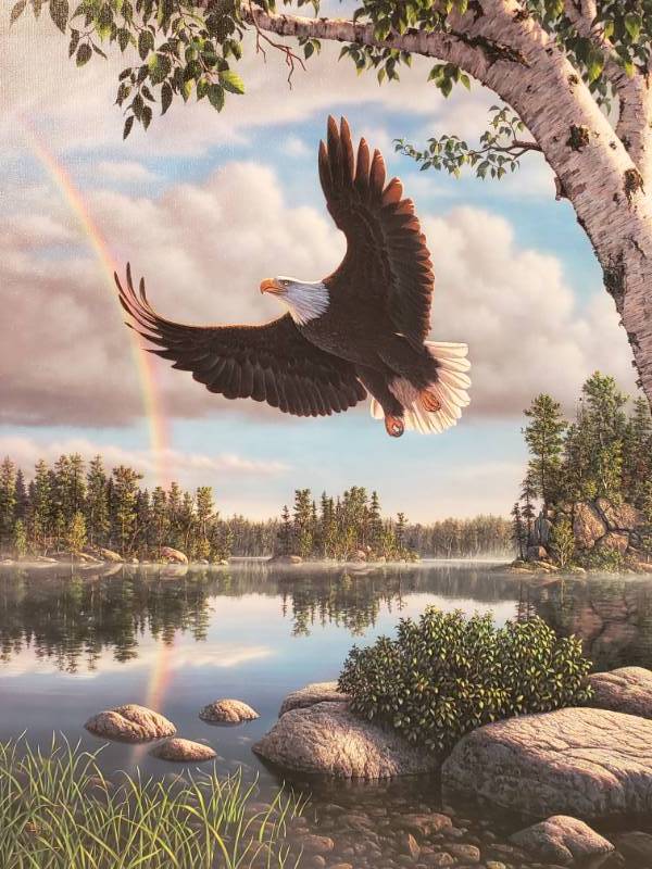 lot 103 image: Kim Norlien On Eagles Wings Print on Canvas 26 x 36