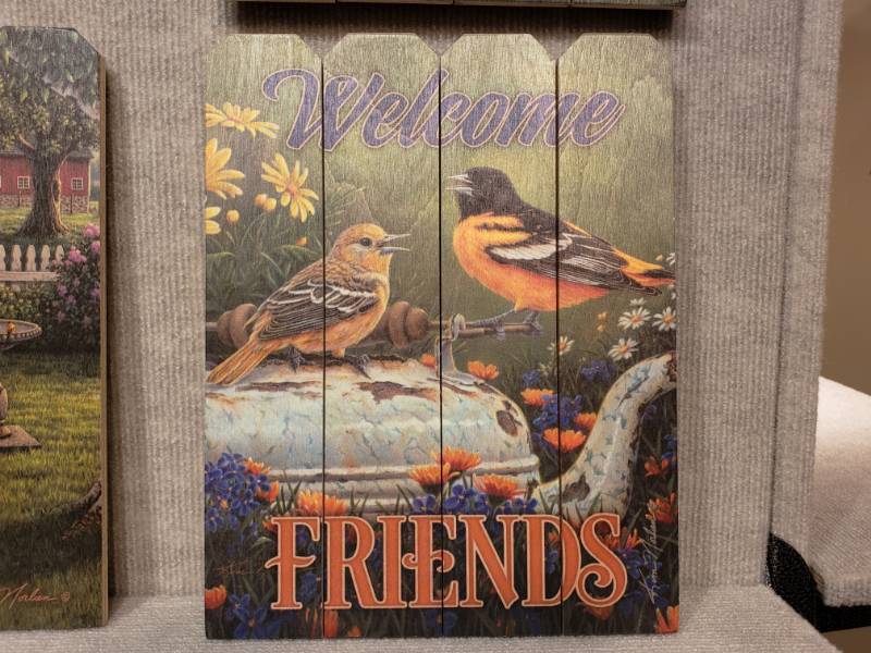lot 158 image: (4) Kim Norlien Prints on Wooden Fence Boards Various, Some w Greetings, etc.