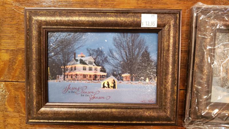 lot 162 image: (6) Kim Norlien Framed Photograph Table Top Prints with Stand