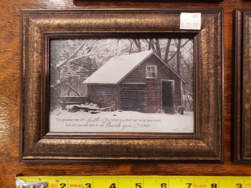 lot 173 image: (6) Kim Norlien Framed Table Top Prints with Stand
