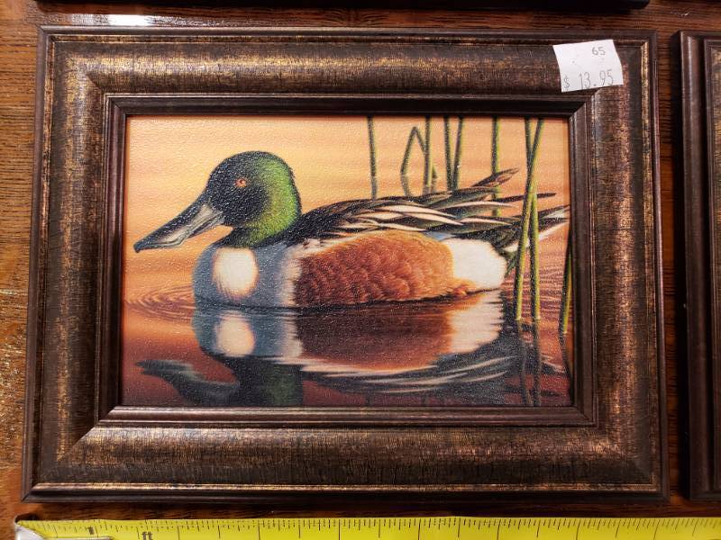 lot 176 image: (6) Kim Norlien Framed Table Top Prints with Stand