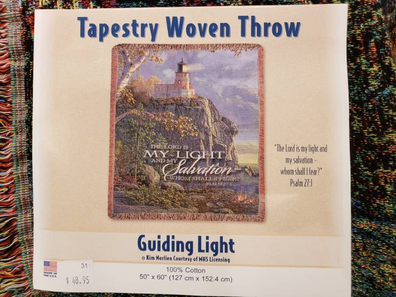lot 181 image: (2) Kim Norlien High Quality Woven Throw w Prints Guiding Light & Moonlight Prowlers