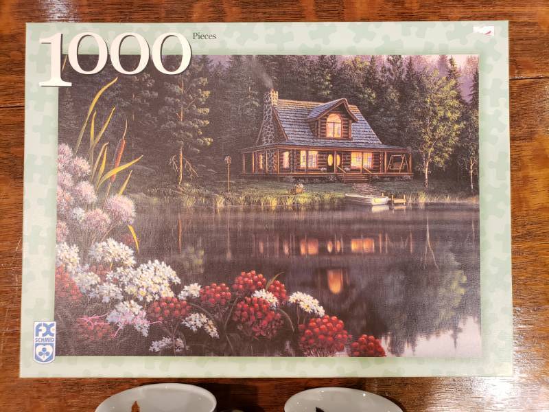 lot 184 image: Kim Norlien 1000 Pcs Puzzle & (2) Coffee Mugs