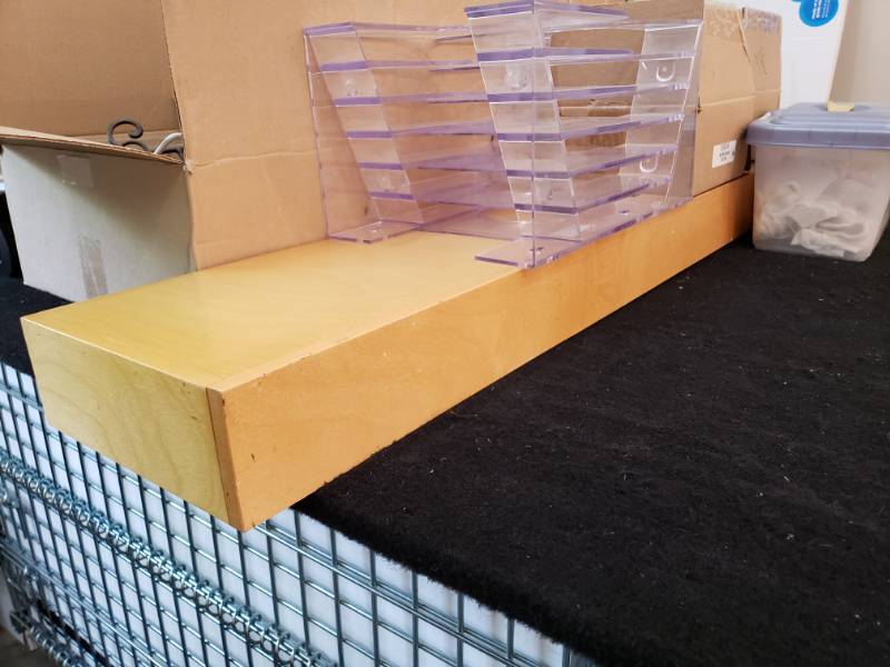 lot 203 image: Wooden Shelf, Picture Stands, White Gift Boxes, Trays, Office Supplies, and More