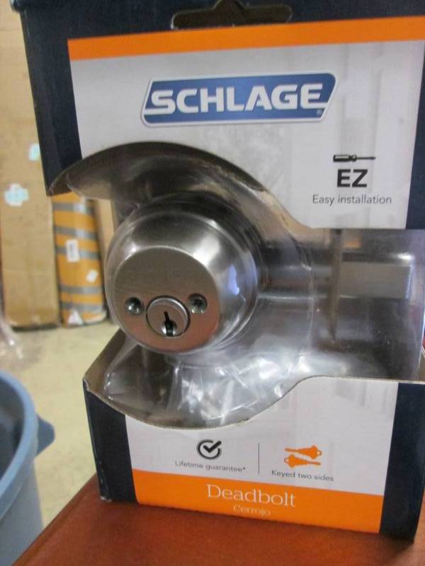 lot 159 image: Schlage Satin Nickel Deadbolt Retai...