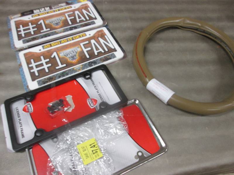 lot 274 image: License Plate Frames, Steering Whee...