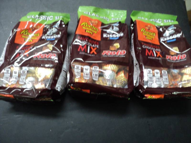 3 Bags Reeses Rolos and Kisses...