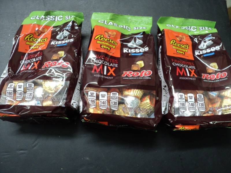 3 Bags Reeses Rolos and Kisses...