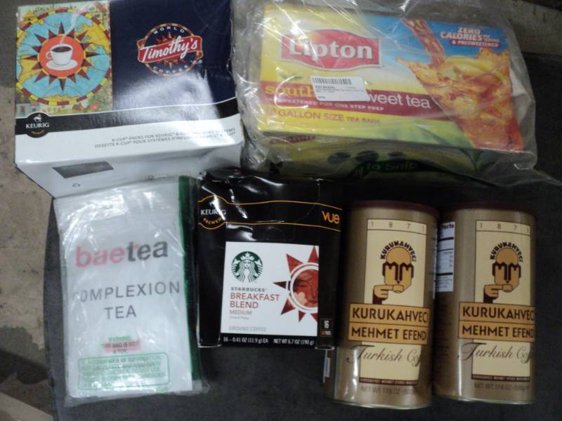 Box of Coffee and Tea Products...