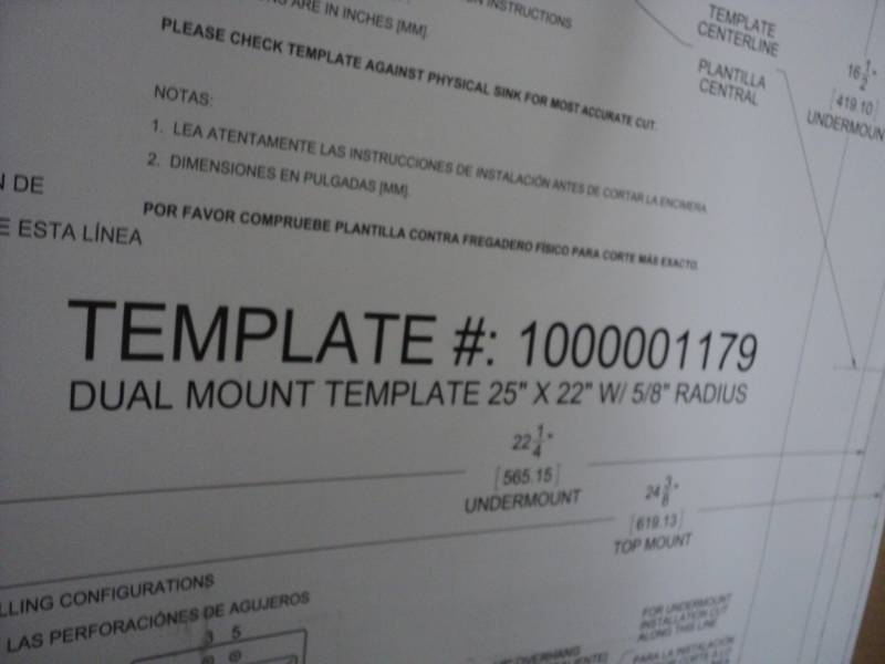 Template for Sink Installation...