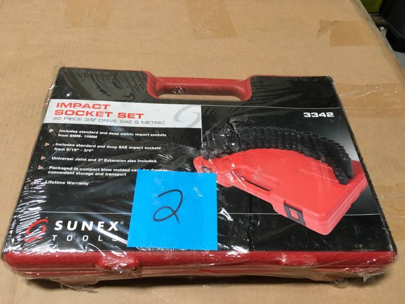 Sunex 38 in. Drive Master Impact Socket Set (42-Piece) not used