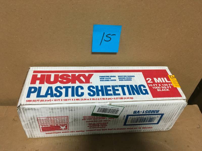 HUSKY 10 ft. x 100 ft. Black 2 mil Plastic Sheeting not used