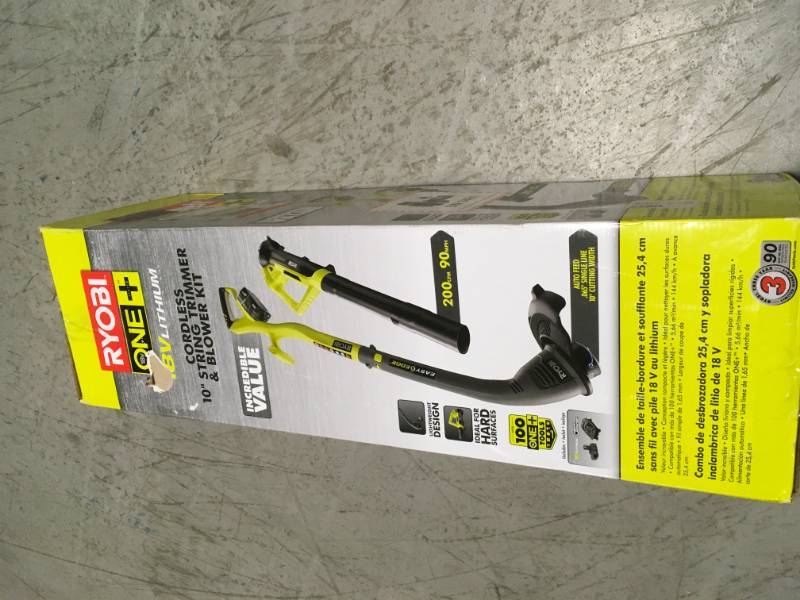 RYOBI ONE 18-Volt Lithium-Ion String TrimmerEdger and Blower Combo Kit 2.0 Ah Battery and Charger Included in good condition
