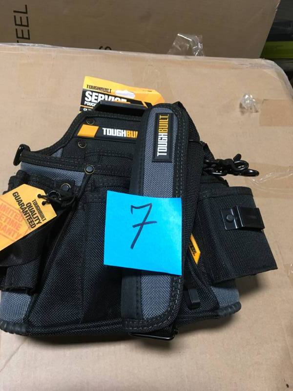 TOUGHBUILT Service Pouch 12.60 in. Tool Bag with 20-Pockets Shoulder Strap and Loops in Black not used