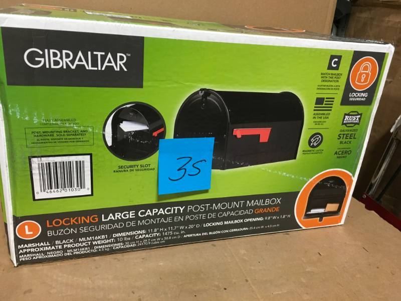 Gibraltar Mailboxes Marshall Black Post Mount Large Locking Mailbox in good condition