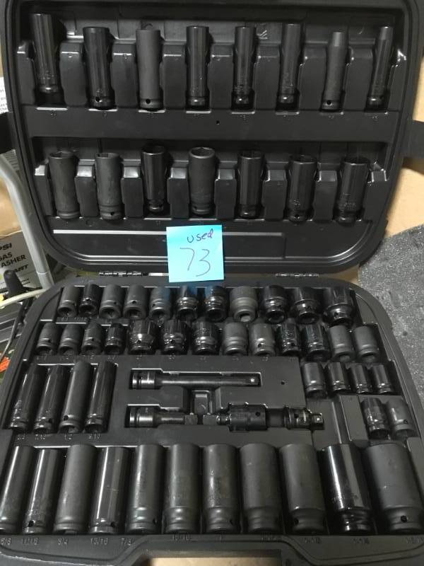 Husky 12 in. Drive SAEMetric Impact Socket Set (64-Piece) USED in good condition