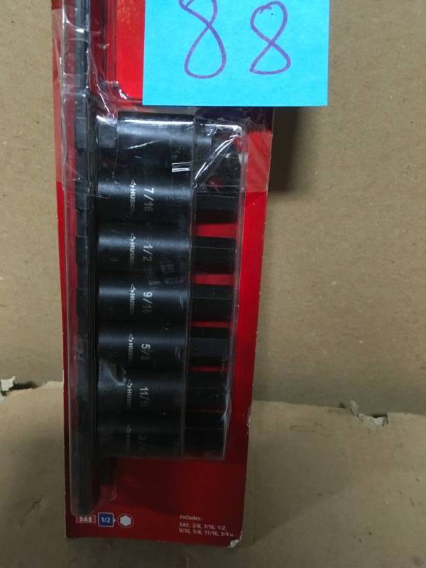Husky 12 in. Drive Hex Bit Impact Socket Set SAE (7-Piece) ONE BROKEN