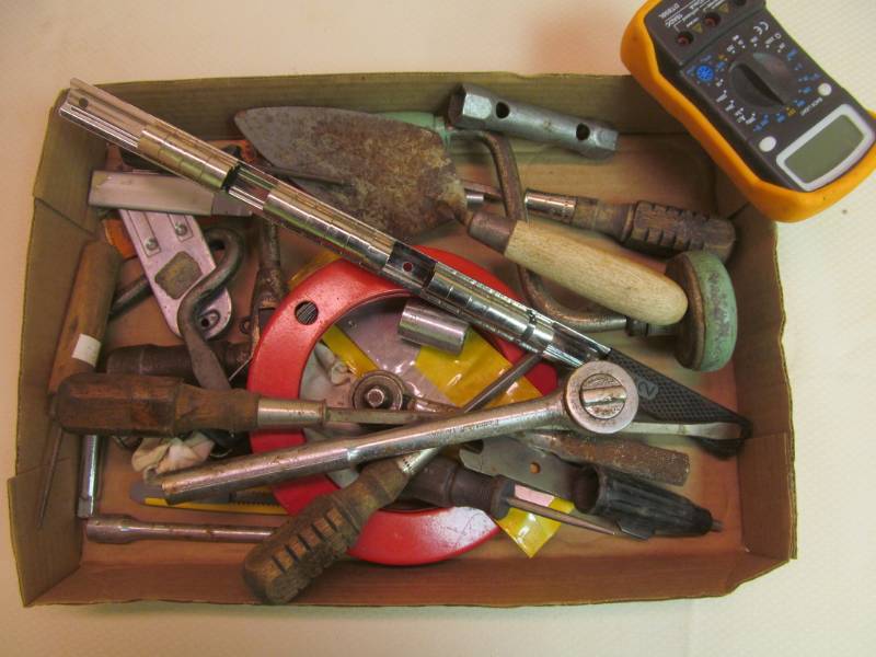 lot 151 image: Variety of Hand Tools- Sockets, Screwdriver, Hand drill