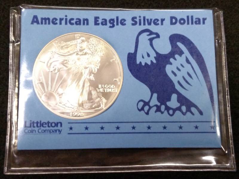 lot 157 image: 1998 Eagle Silver Dollar .999...