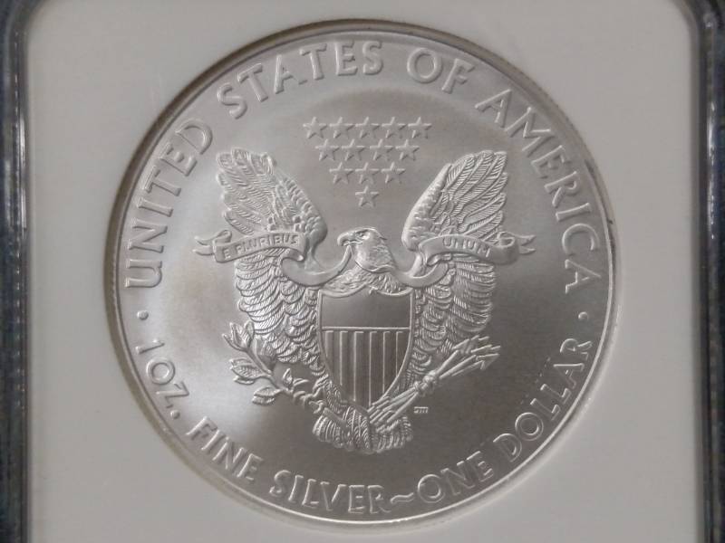 lot 158 image: 2008 NGC Gem Uncirculated Eagle Sil...
