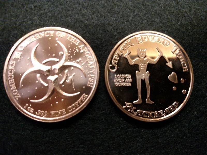 lot 171 image: (2) One Ounce .999 Copper Coins...