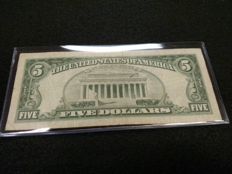 lot 178 image: 1963 Five Dollars Red Seal Note...