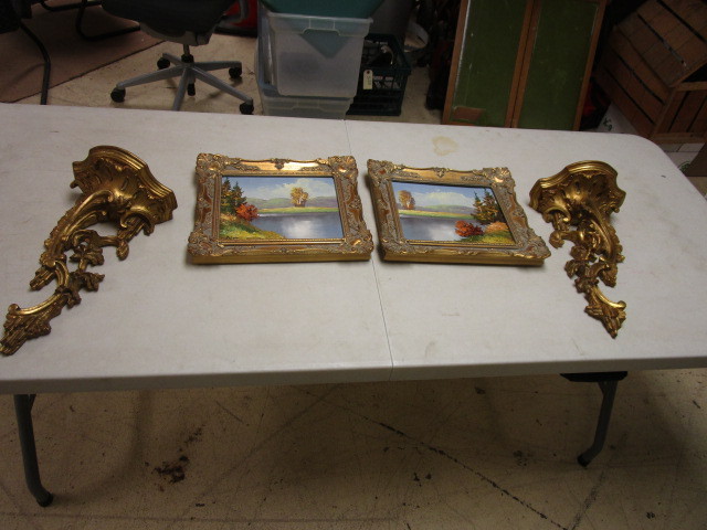 lot 639 image: ORNATELY FRAMED PAINTINGS AND SCONCES