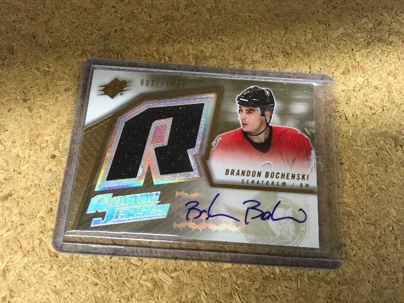 lot 529 image: Upper Deck Autographed Brandon Bochenski Jersey Card 721,499