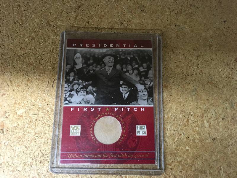 lot 567 image: Griffith Stadium Seat Woodrow Wilson First Pitch Card