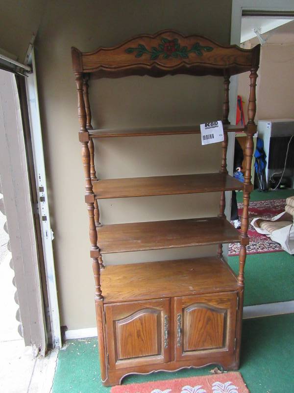 lot 150 image: Wood Book Shelf with bottom cabinet