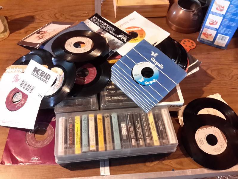 lot 115 image: Lot of 45 records and cassette tapes as pictured
