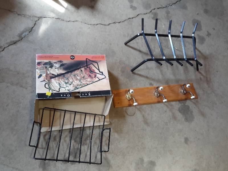 lot 172 image: Coat hook, Fireplace wood rack, Meat rack