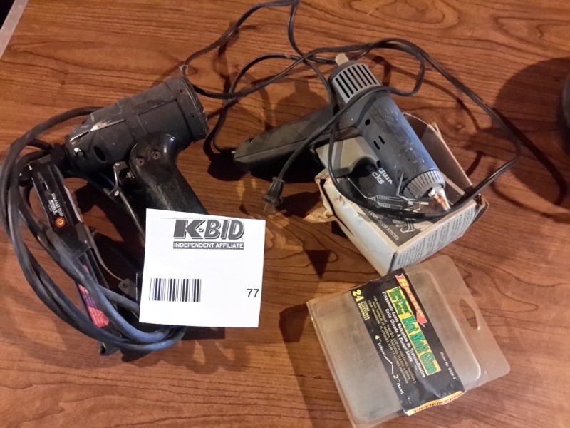 lot 77 image: Electric Stapler and Electric HOT Glue Gun.. 2 packages of Glue
