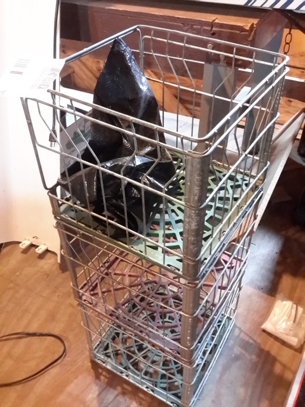 lot 93 image: 3 metal Milk Carton Crates