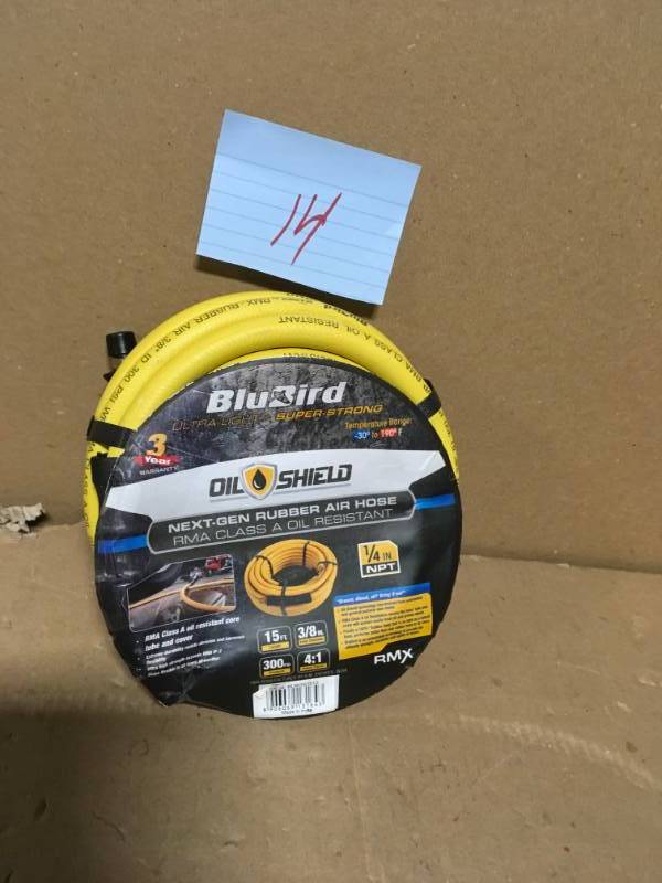 lot 14 image: BLUBIRD 38 in. x 15 ft. Oil Shield Rubber Air Hose in good condition