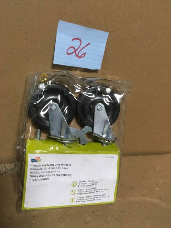 lot 26 image: Honey-Can-Do 4 Caster Roller Wheels for HCD Shelving Unit, Set of Four in good condition