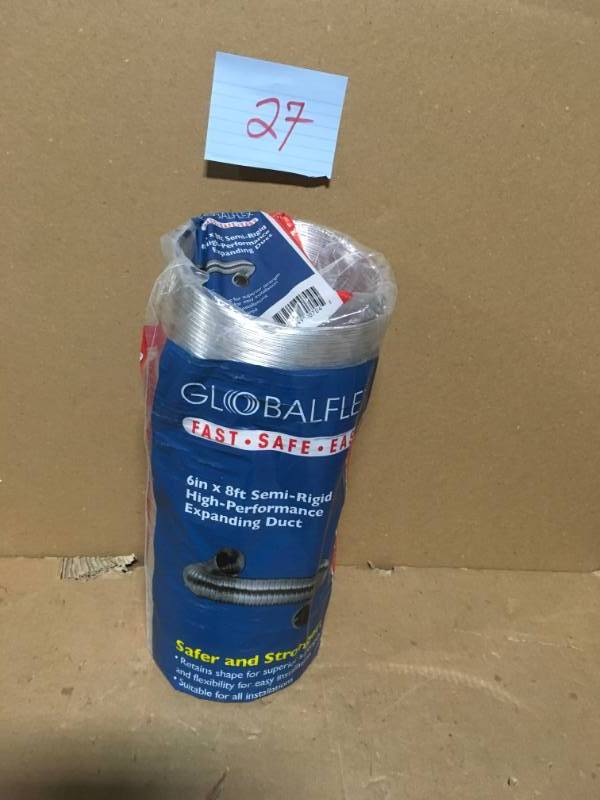 lot 27 image: GLOBALFLEX 6 in. x 8 ft. Flexible Semi-Rigid High-Performance Expanding Duct in good condition