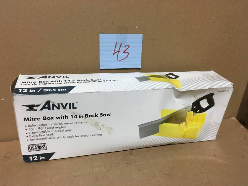 lot 43 image: HDX 11 in. Miter Box with Saw Included in good condition
