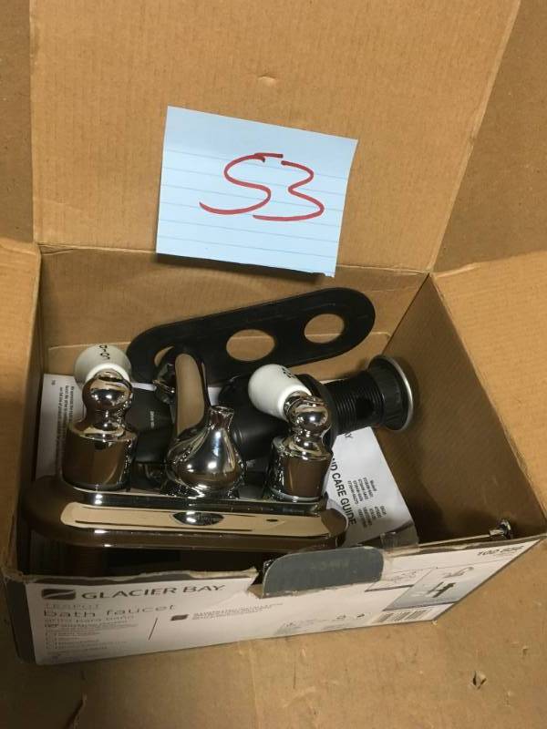 lot 53 image: Glacier Bay Teapot 4 in. Centerset 2-Handle Low-Arc Bathroom Faucet in Chrome in good condition