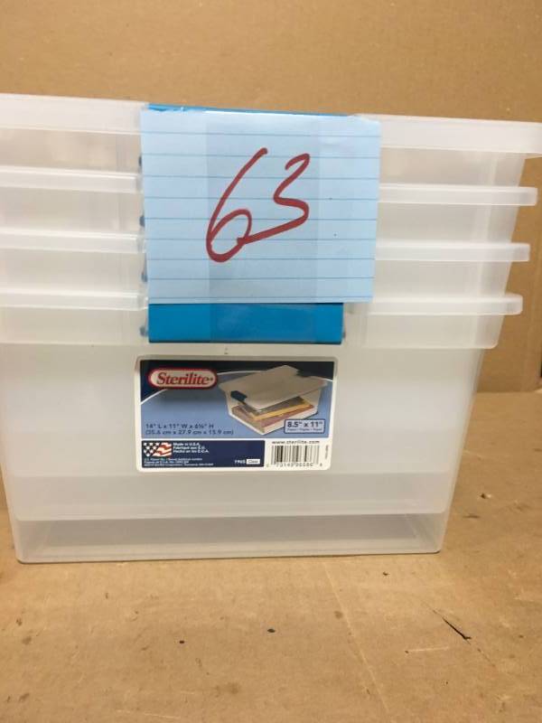 lot 63 image: 11.5 Qt. Deep Clip Box by Sterilite in good condition