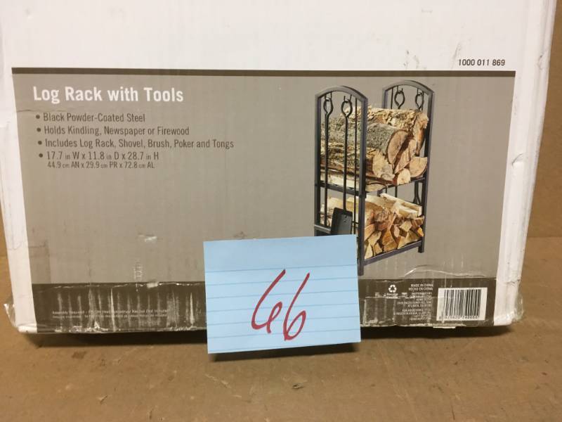 lot 66 image: 5-Piece Fireplace Tool Set with Log Rack not used