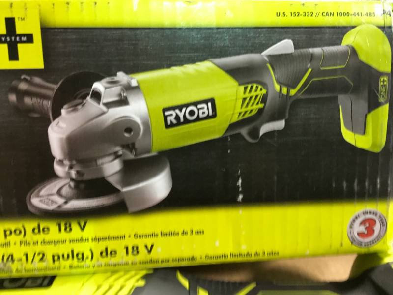 lot 93 image: RYOBI 18-Volt ONE Cordless 4-12 in. Angle Grinder (Tool-Only) in good condition