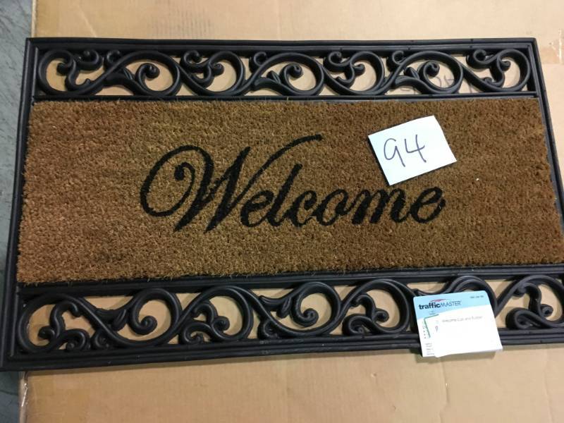 lot 94 image: TrafficMASTER Welcome 18 in. x 30 in. Coir and Rubber Door Mat in good condition