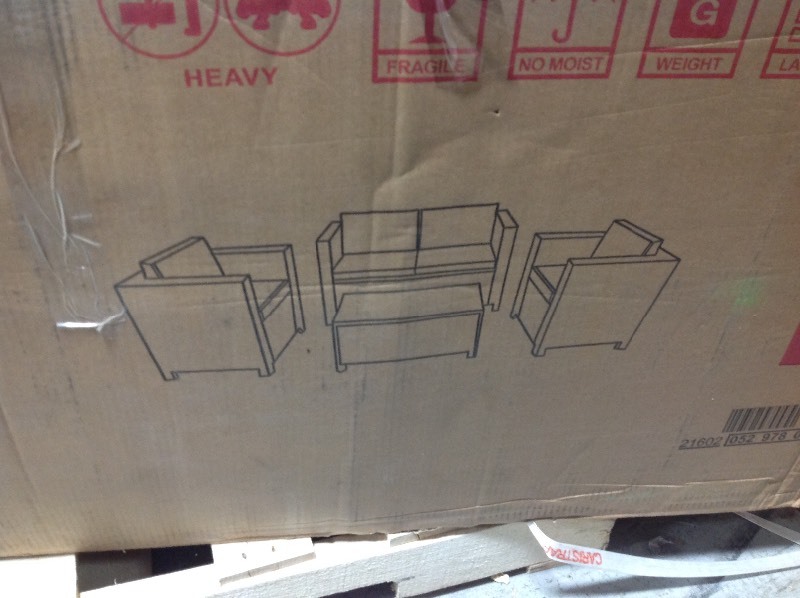 lot 107 image: Noble House  Outdoor Wicker Sofa Set in good conditions missing some hardware