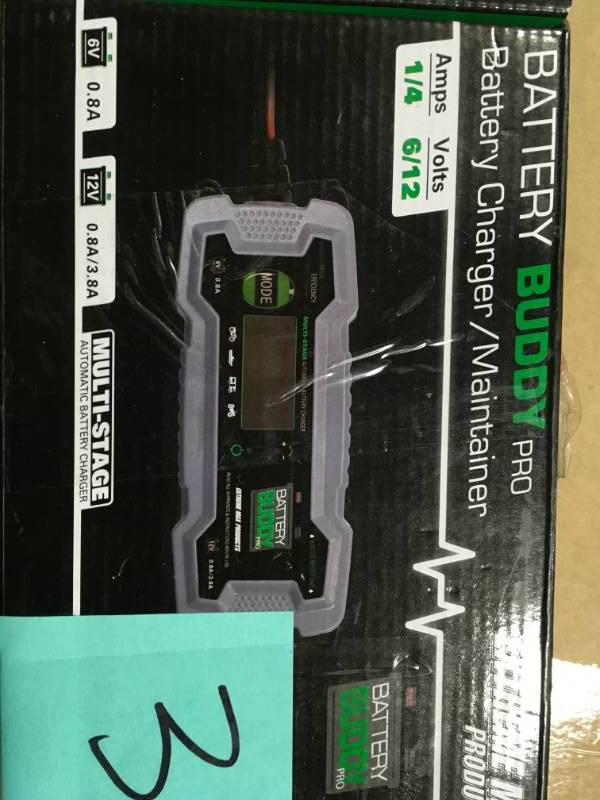 lot 3 image: Extreme Max Battery Buddy PRO 6-Volt12-Volt (1 Amp4 Amp) Water Resistant Battery ChargerMaintainer in good condition