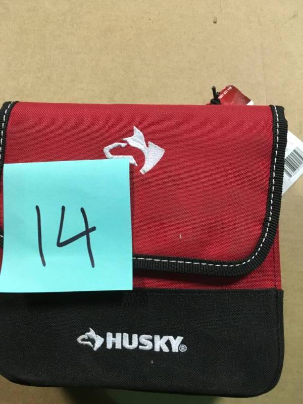 lot 14 image: Husky 7 in. Rugged Storage Bag Pouch with Protective Flap in good condition