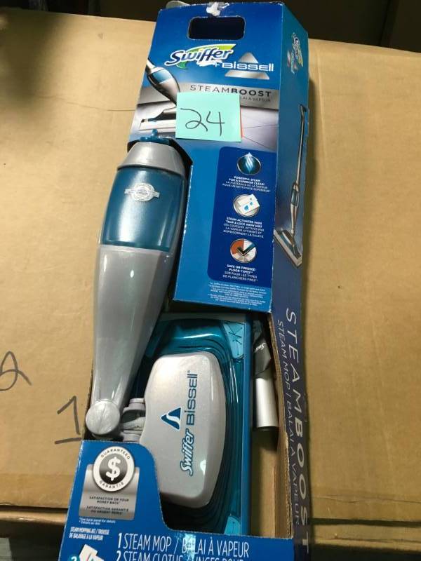 lot 24 image: Swiffer Bissell Steam Boost Steam Mop Starter Kit not used